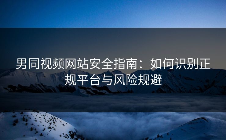 男同视频网站安全指南:如何识别正规平台与风险规避