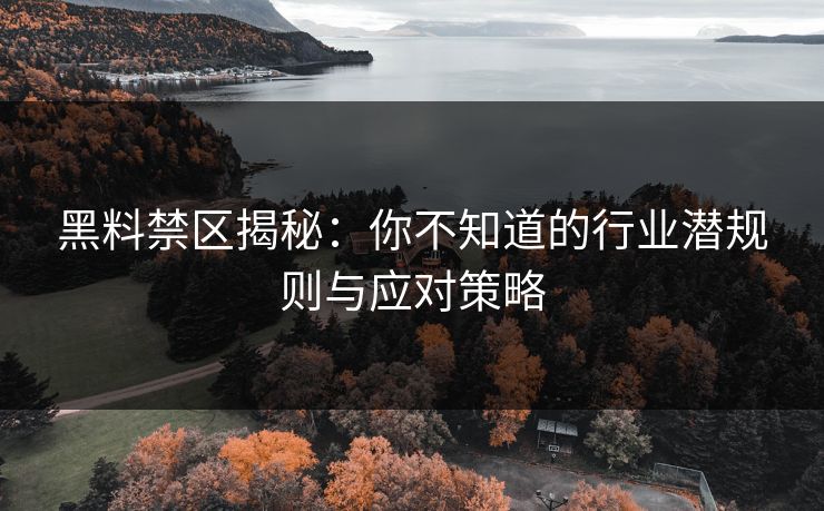 黑料禁区揭秘:你不知道的行业潜规则与应对策略